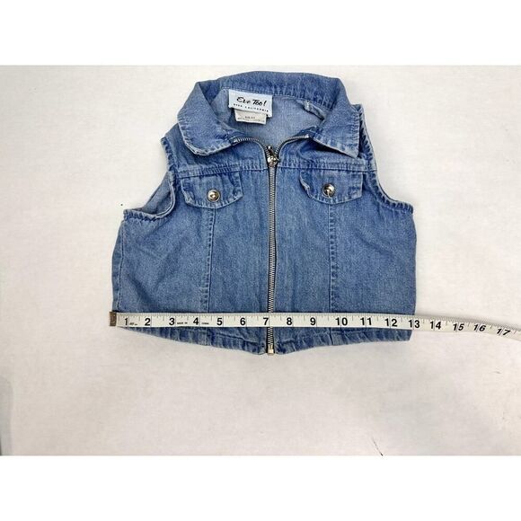 Vintage 1990s Denim Vest Eve Too 100% Cotton Made in USA - Kids Size 6X - Picture 2 of 8